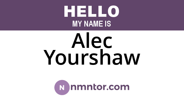 Alec Yourshaw