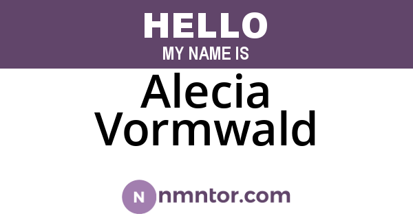 Alecia Vormwald