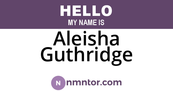 Aleisha Guthridge