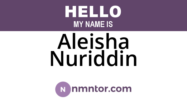 Aleisha Nuriddin