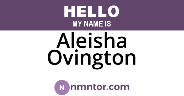 Aleisha Ovington