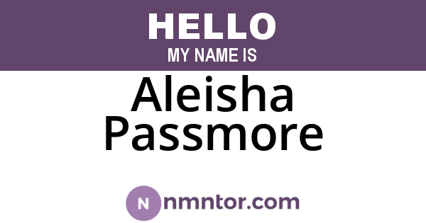 Aleisha Passmore