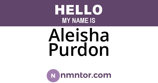 Aleisha Purdon