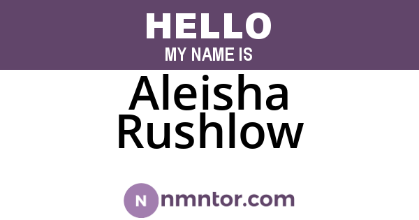 Aleisha Rushlow