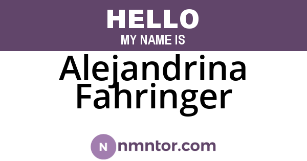 Alejandrina Fahringer