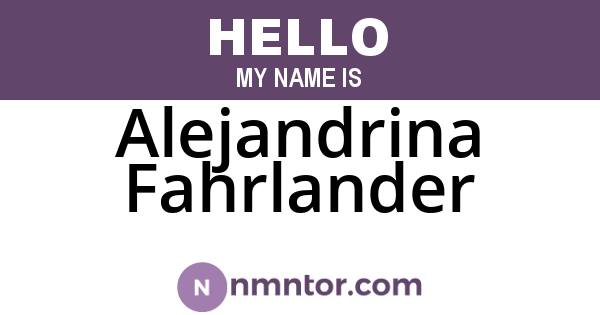 Alejandrina Fahrlander
