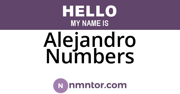 Alejandro Numbers