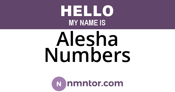 Alesha Numbers