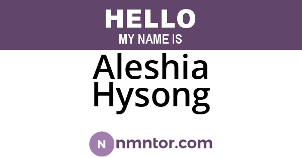 Aleshia Hysong