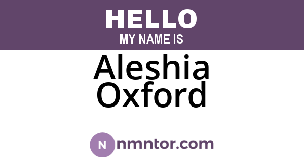 Aleshia Oxford