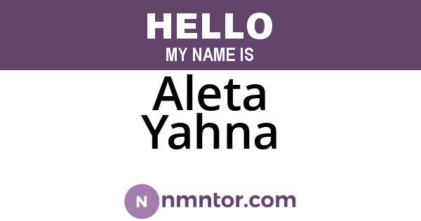 Aleta Yahna
