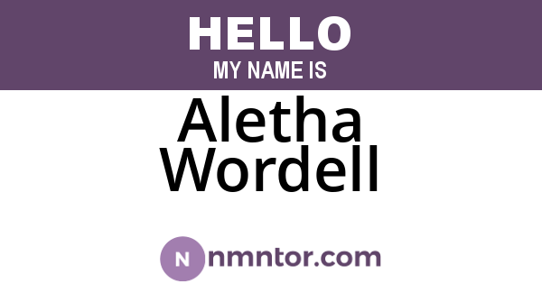 Aletha Wordell