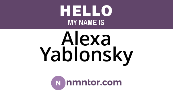 Alexa Yablonsky