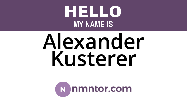 Alexander Kusterer
