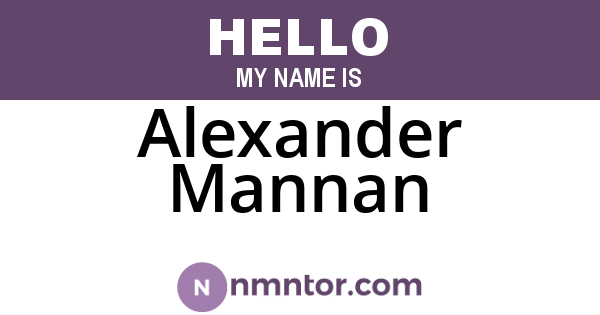 Alexander Mannan