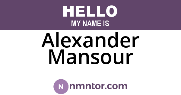 Alexander Mansour