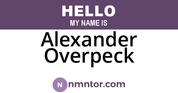 Alexander Overpeck
