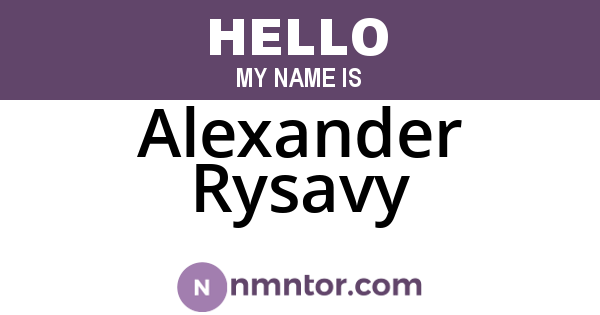 Alexander Rysavy