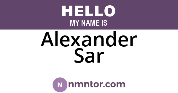 Alexander Sar