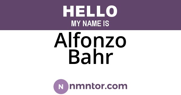 Alfonzo Bahr