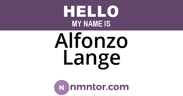 Alfonzo Lange