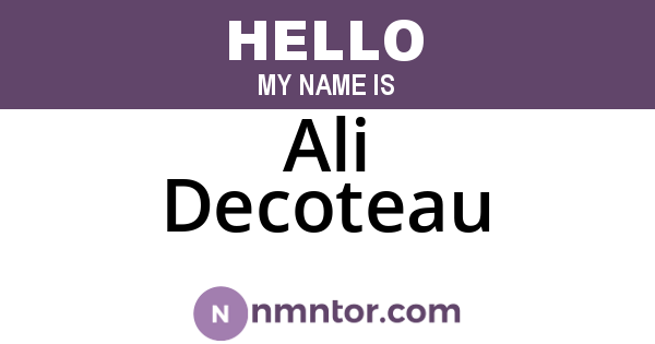 Ali Decoteau