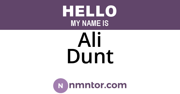 Ali Dunt