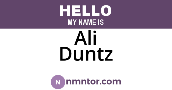 Ali Duntz