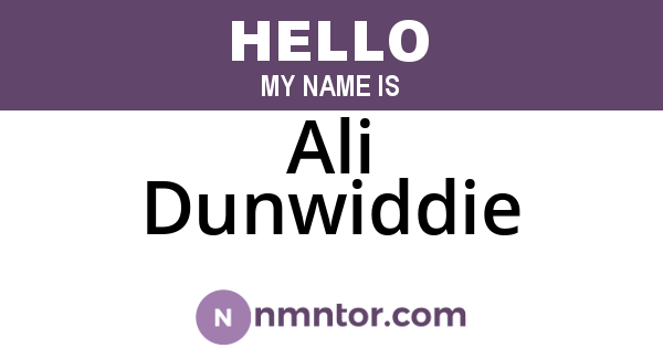 Ali Dunwiddie