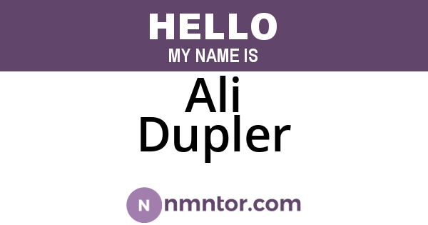 Ali Dupler