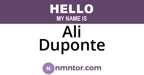 Ali Duponte