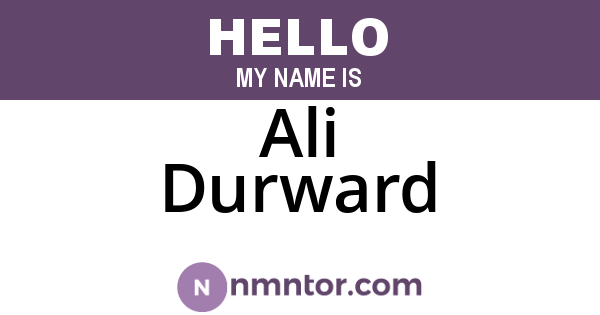 Ali Durward