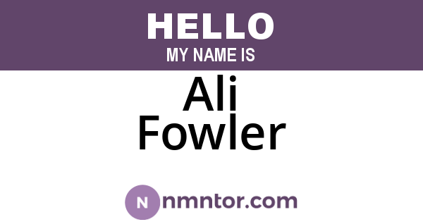 Ali Fowler