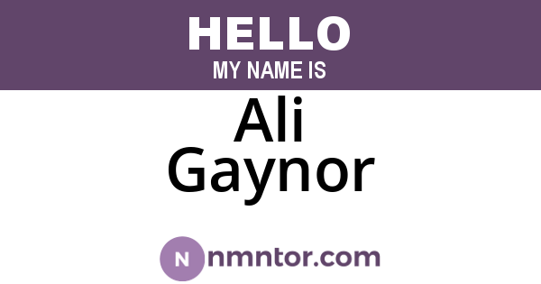 Ali Gaynor