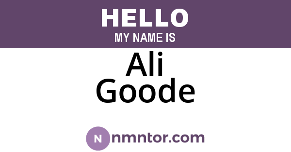 Ali Goode