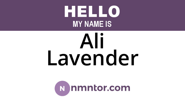 Ali Lavender