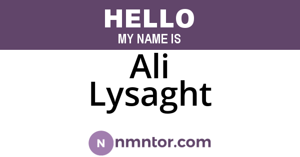 Ali Lysaght
