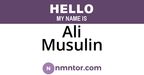 Ali Musulin