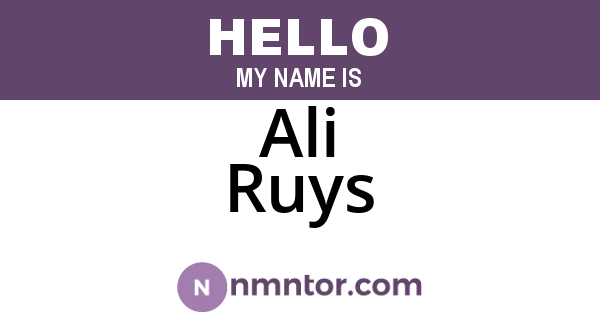 Ali Ruys
