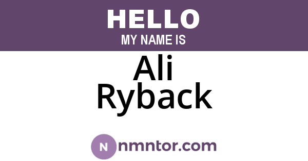 Ali Ryback