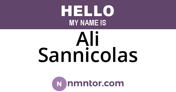 Ali Sannicolas