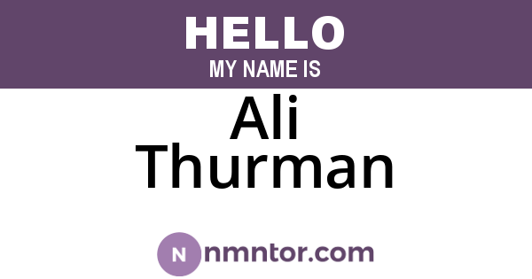 Ali Thurman