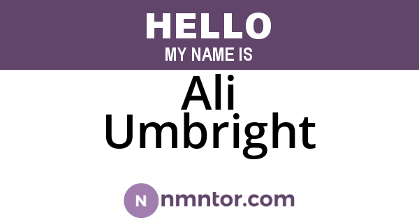 Ali Umbright