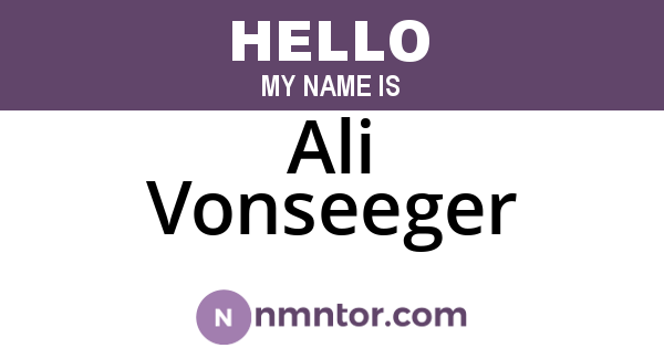Ali Vonseeger