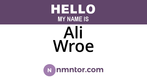 Ali Wroe