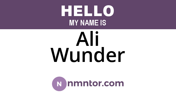 Ali Wunder