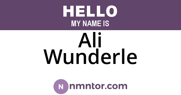 Ali Wunderle