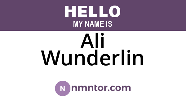 Ali Wunderlin