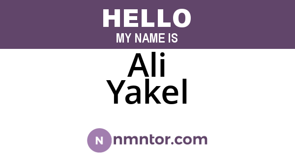 Ali Yakel