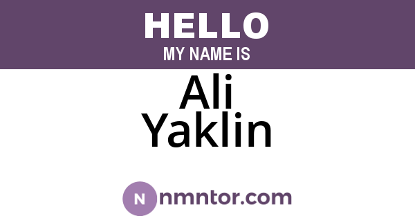 Ali Yaklin